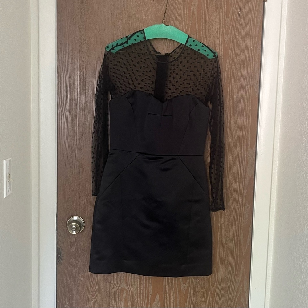 Milly satin and tulle cocktail dress